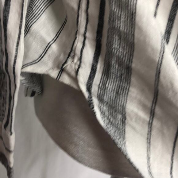 Magaschoni linen black and white striped button up - Picture 7 of 8